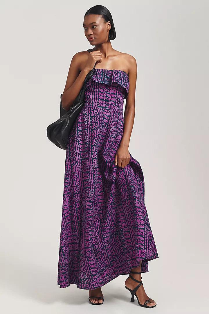 model wearing wedding guest dress