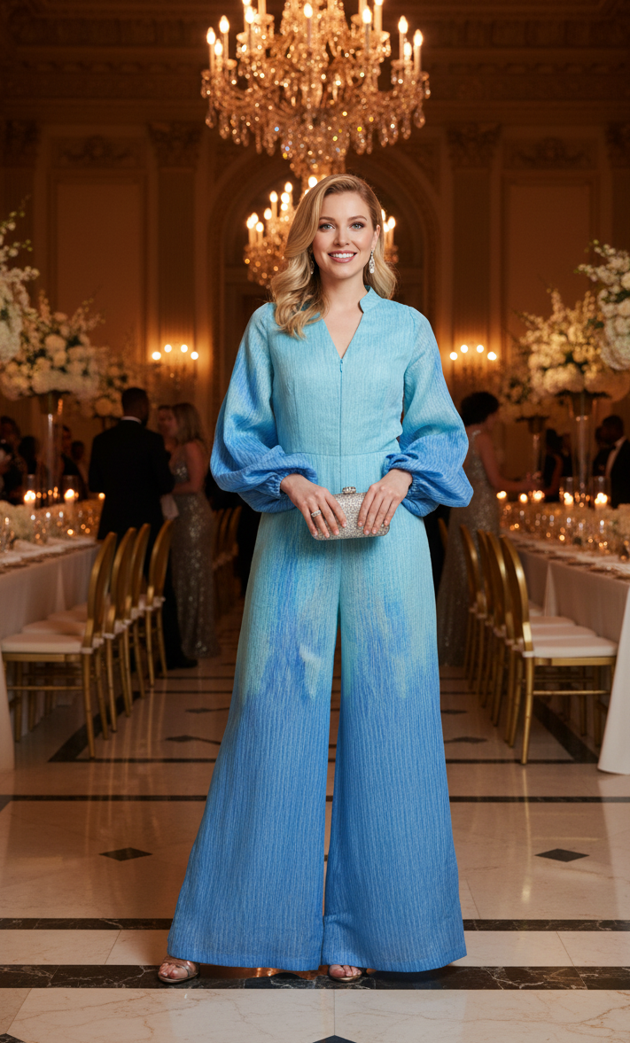 Blue Organza Jumpsuit