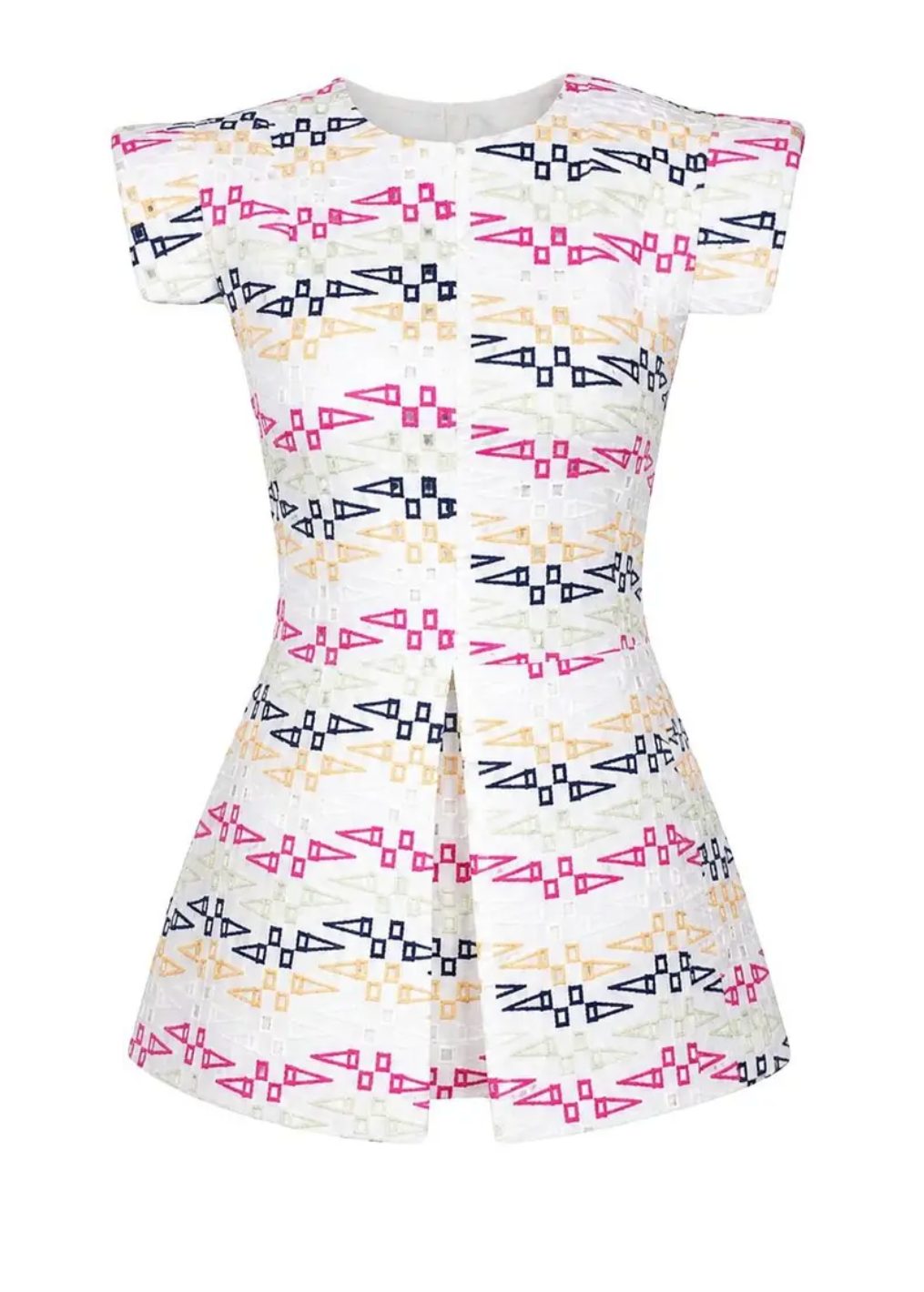 Belgian Embroidered Lace Cotton Tunic with Pockets