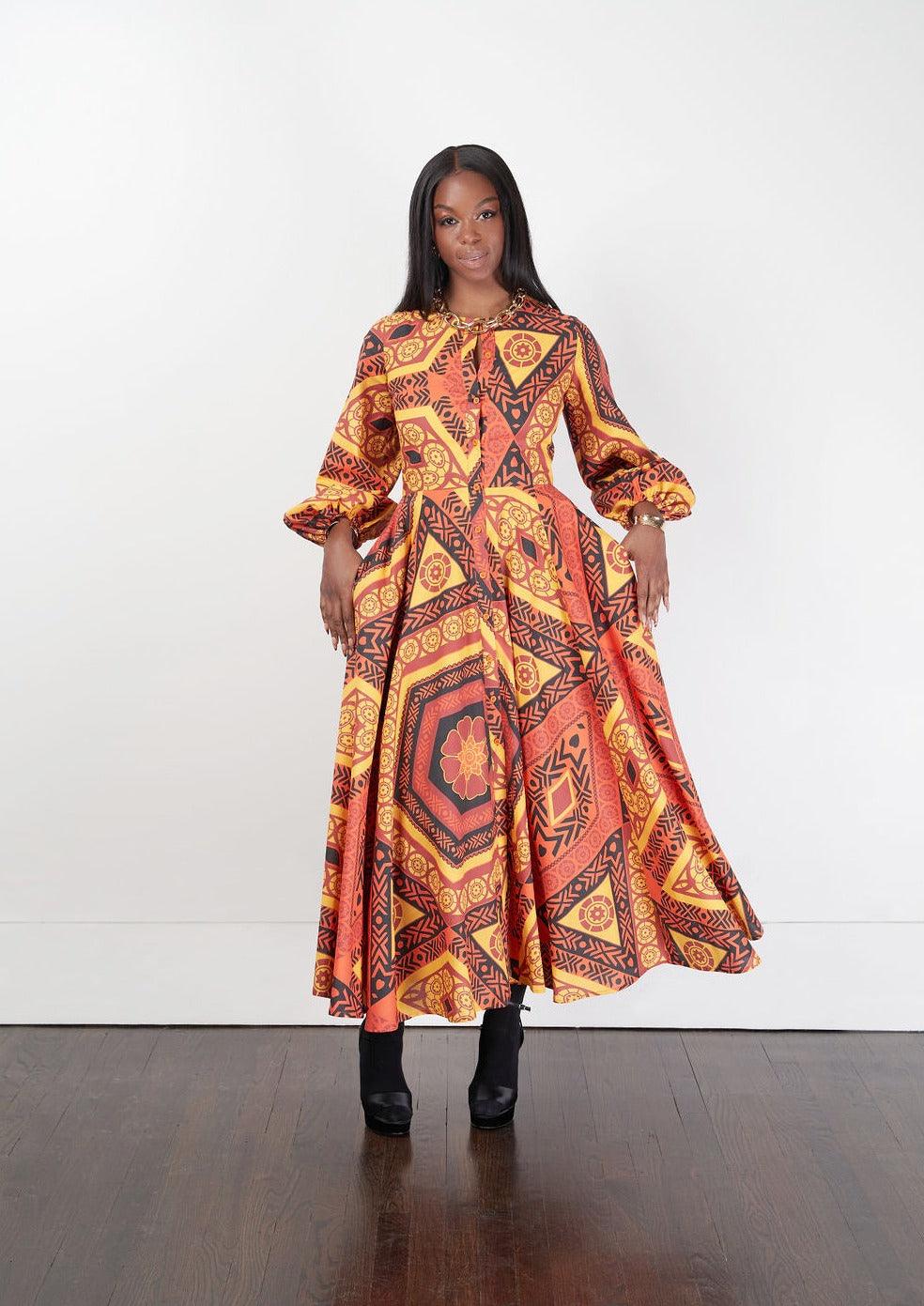 Printed maxi shop shirt dress