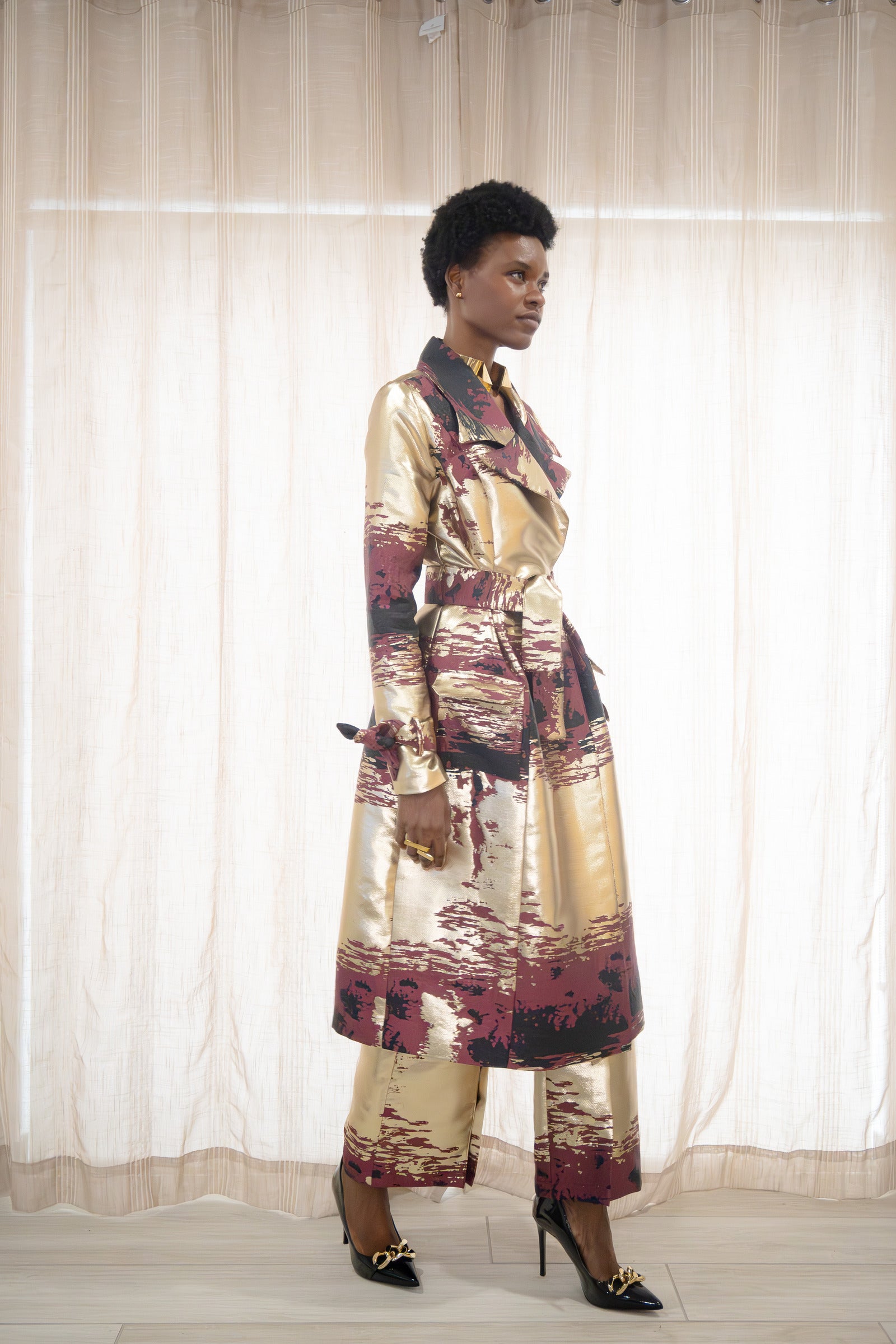 Gold Jacquard Namibia Trenchcoat