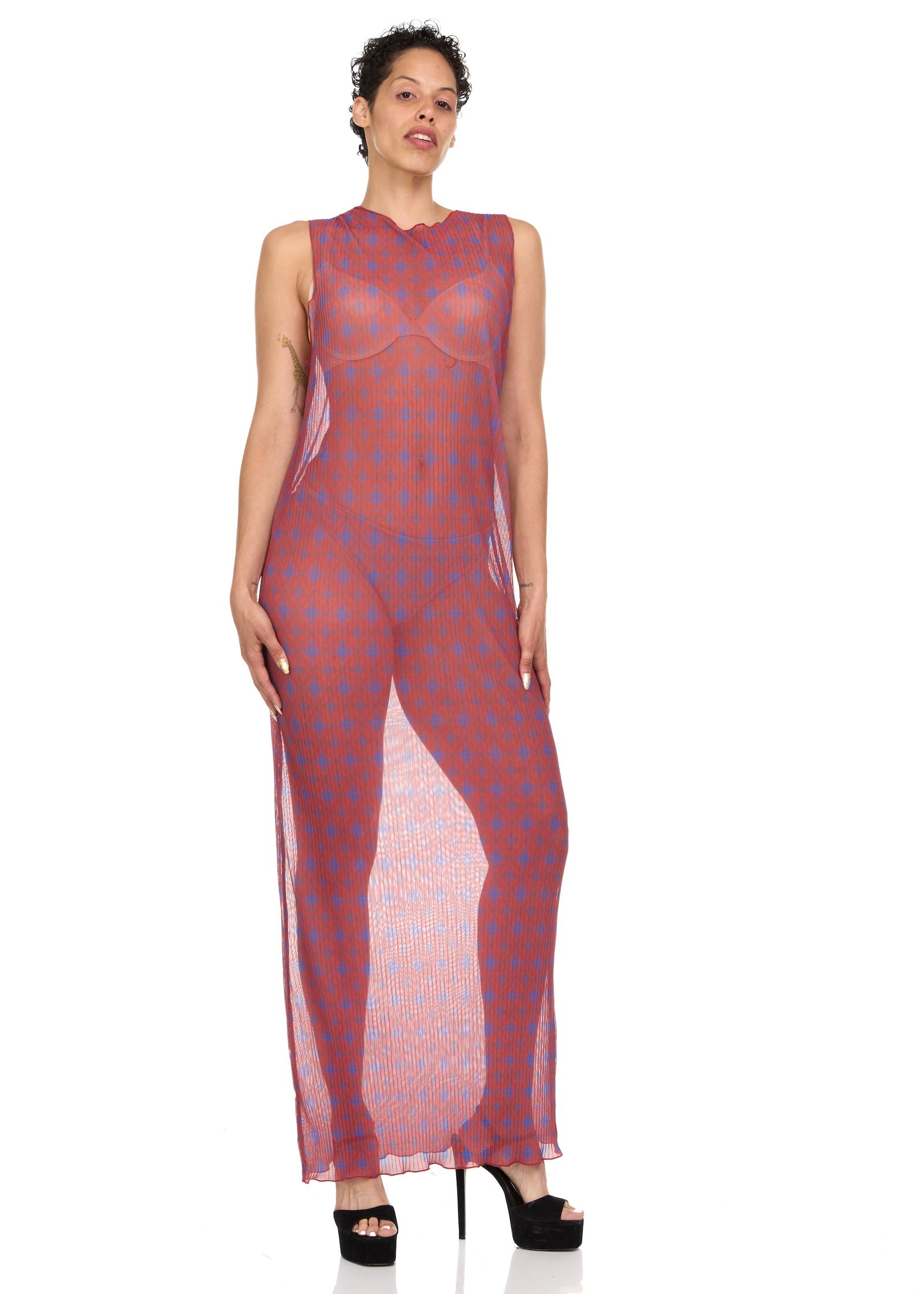 Pre-Order Pleated Mesh Maxi Dress