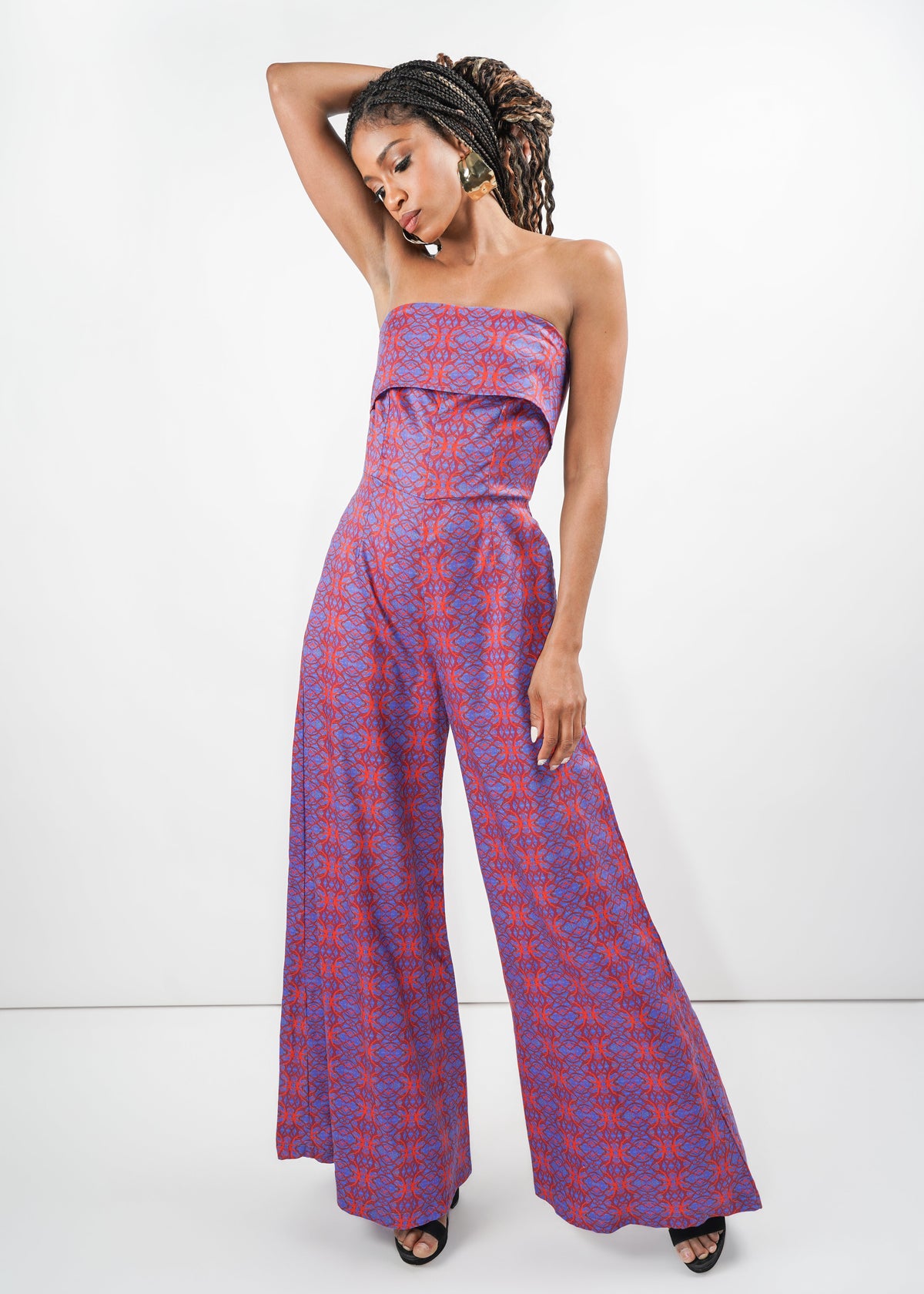 Mwindo Print Strapless Rayon Cotton Jumpsuit | KAHINDO