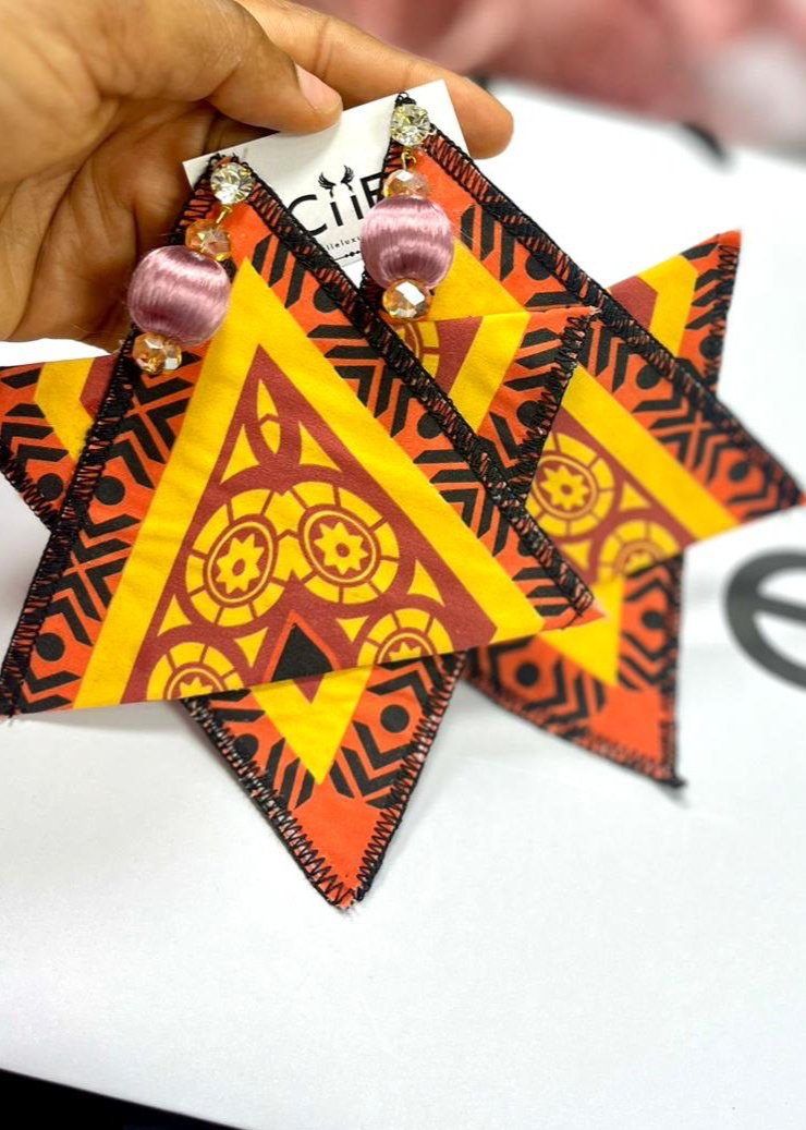 Yellow Print Earrings