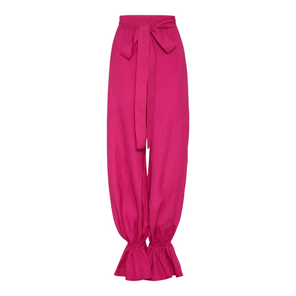 Close-up of the tie-waist feature on AbuSimbel Pink Pants