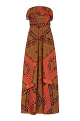Kariba Maxi Dress featuring an orange and black design