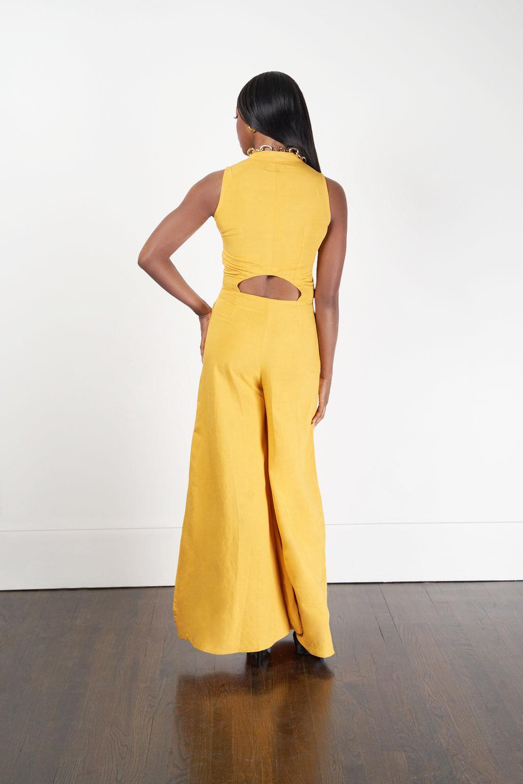 Rear angle of the Rufiji Jumpsuit showcasing the design and fit