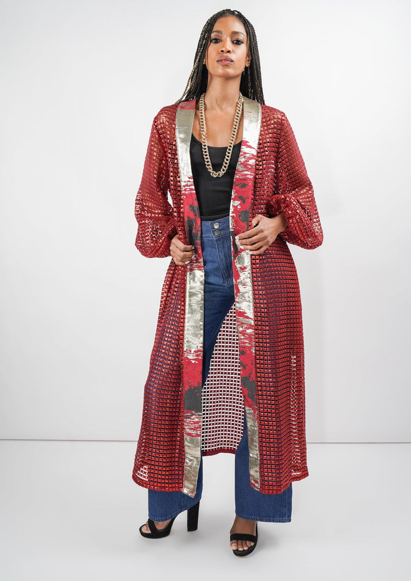Full view of the Ayaan Duster showcasing the design and fit on a model